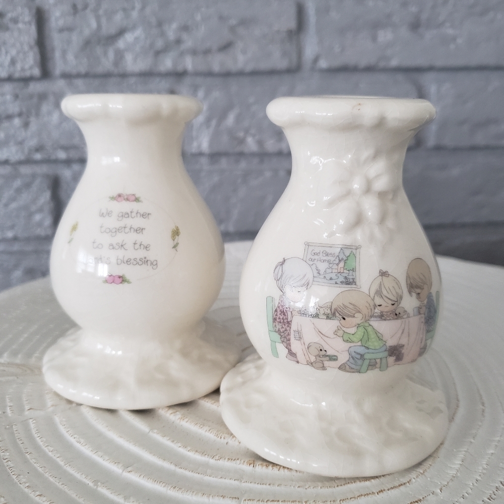 Precious Moments "We Gather Together to ask the Lord's Blessing" Candleholders